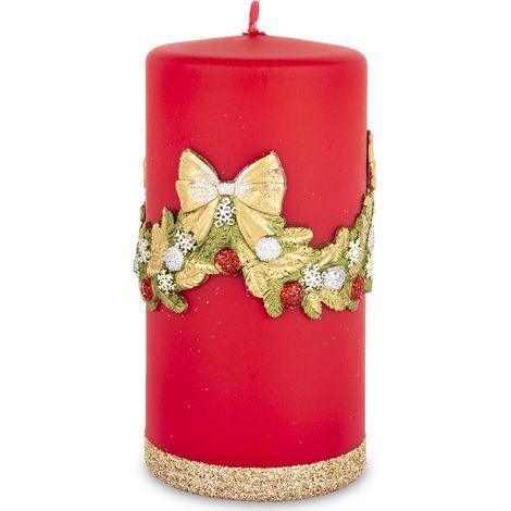 Rote Paraffin-Weihnachtskerze 14x7x7 cm (1/5)
