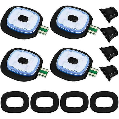 Lot de 4 lampes LED rechargeables USB pour bonnets tricotés, avec modes d'éclairage élevé, moyen et faible lampes LED pour souris lampes LED USB. (1/5)
