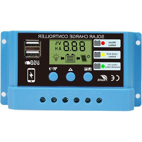 Regolatore di carica solare PWM da 30 A con display LCD per batterie da 12 V/24 V e doppia porta USB. (1/5)