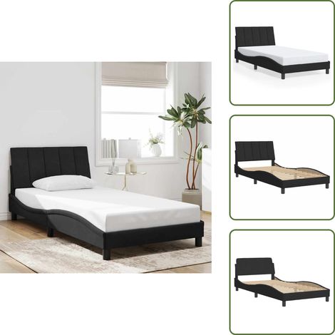 Cuscino testiera - vidaXL Giroletto senza Materasso Hanko Nero 100x200 cm in Velluto - Letto in velluto