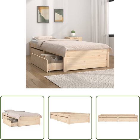 vidaXL Kiefernholz Bett - Bett mit Schubladen 75x190 cm (1/5)