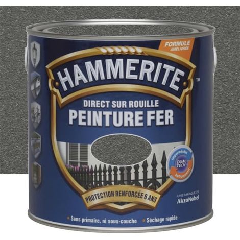 Peinture Fer Hammerite Direct sur Rouille Forgé Gris Zinc 2,5 L (1/3)