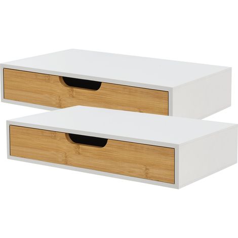 Lot de 2 étagères murales meuble de rangement moderne 40 x 24 x 8 cm blanc (1/5)