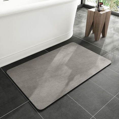 Tapis De Bain - Envers Caoutchouc Antidérapant - Pour Salle De Bain Cuisine Buanderie Sous Porte - Gris 16x24 cm (1/3)