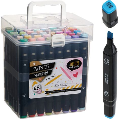 Marcadores de doble punta, caja de 48 uds