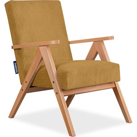 KONSIMO NASET Vintage Sessel gepolstert Echt-Holz-Rahmen, dunkelblau (1/4)