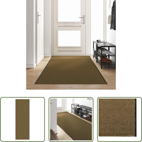 Tapis de porte - Tapis d'entrée Marron et Noir 120 x 350 cm Polyamide et PVC (1/5)