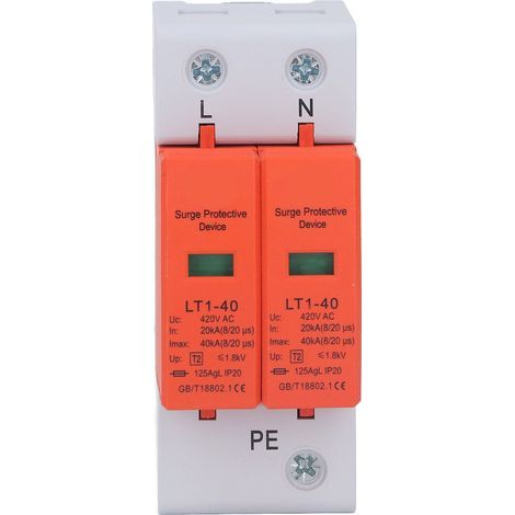 Protecteur de surtension AC 2P ignifuge 36mm Rail Installation dispositif de protection parafoudre 420V (1/5)