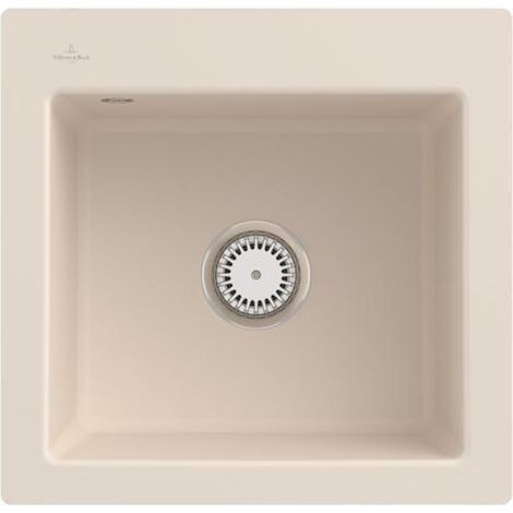 VB SP Subway 50 S, bonde plate 490x475mm. Évier avec revêtement céramique Ivory c+