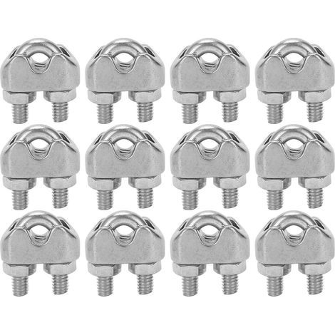 Cable Clip - M3 Stainless Steel U Bolt Saddle Clamp - For 3.2mm Wire Rope - 12 Pieces (1/4)