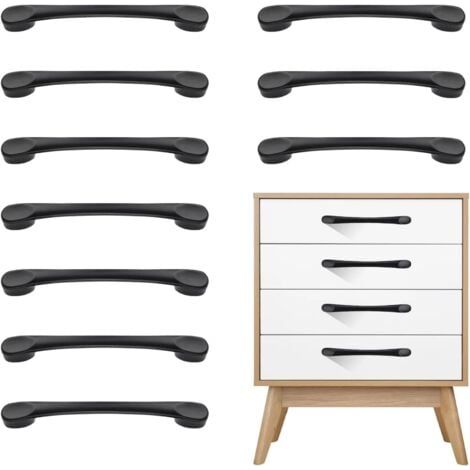 Poignee de Meuble Cuisine, Poignée Meuble, 10 Pièces Métal Noir Poignet de Porte Cuisine Antirouille pour Placards Tiroir Porte (Distance des Trous de 96mm) (1/5)