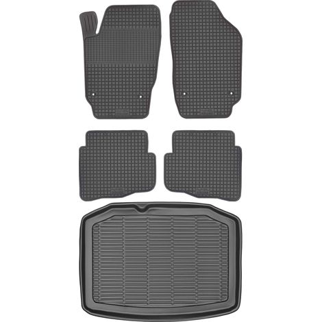 Set di tappetini in gomma per auto e tappetino per bagagliaio per Volkswagen Polo IV Hatchback dal 2001 al 2009.