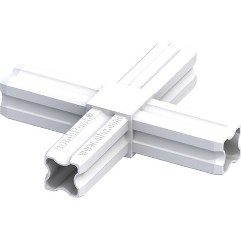 alfer Kreuzverbinder 23,5 mm weiß 4 Zapfen Kunststoff Verbinder Eckverbinder (1/2)