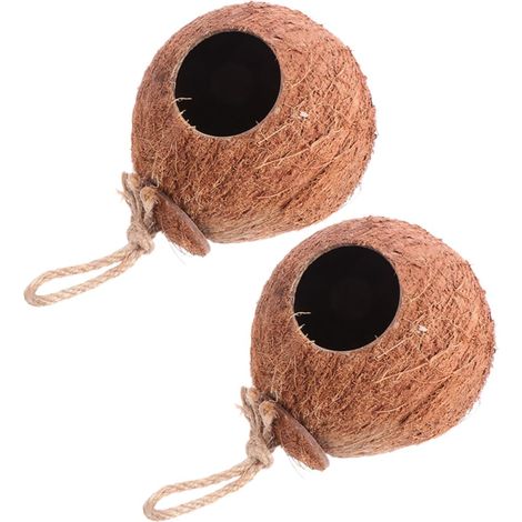 2 Pièces Nid Suspendu en Coque Naturelle pour Oiseaux Maison de Repos Balançoire Extérieure pour Perroquets (1/4)