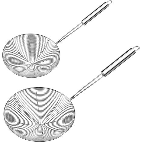Passoire Cuisine - 2 Pièces - Acier Inoxydable - Filtre Huile Et Écumoire - Pour Pâtes Et Friture - 40 x 15,5 cm (1/5)
