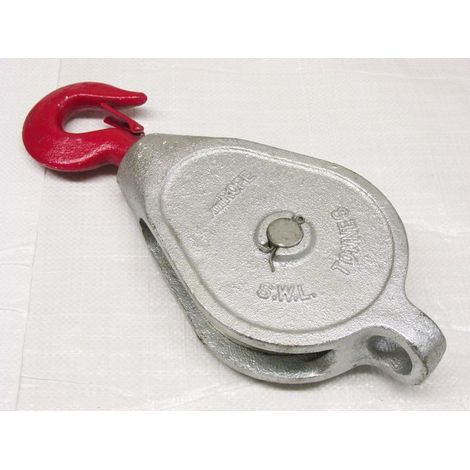 1 Ton 5" Red Head GMI Single Sheave Block With Swivel Hook Galvanised - 18MM Wire Rope Safety Liftin (1/2)