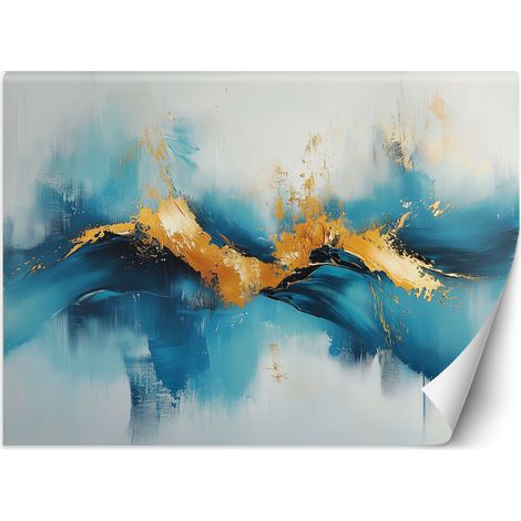 Fototapete Abstraktion Türkis mit Gold 100x70 cm