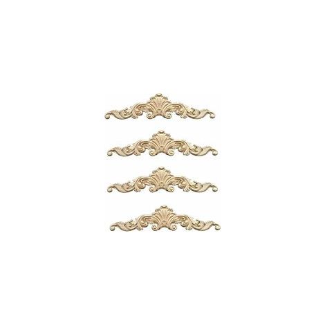 4 Pièces Moulure Decorative Bois Ornement Bois sculpté Décoratifs en Bois Longs Sculptés Onlay Applique Meubles Coins Ornement Moulure Home Door Bed Decor Moulure Decorative Bois Baguette (1/5)