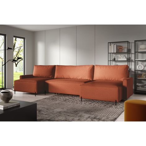 Wohnlandschaft mit Schlaffunktion BRAGA Sofa U-Form Stoff Now or Never Rostbraun (1/5)