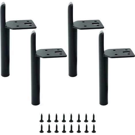 4 Pièces Pied pour Meuble de Bricolage, Pieds en Métal, Pieds de Meuble, Pieds en Fer, Pieds D'Armoire, avec 16 Vis, pour Canapé, Table Basse, Meuble TV, Lit, Meuble (1/4)