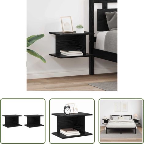 Holz Nachttisch -  Nachttisch 2 pcs Schwarz Eichen-Optik 40 x 30 x 25 cm