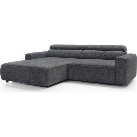 Selsey Fando – Ecksofa mit elektrischem Sitzauszug, Ottomane links, Chenille Dunkelgrau (1/5)