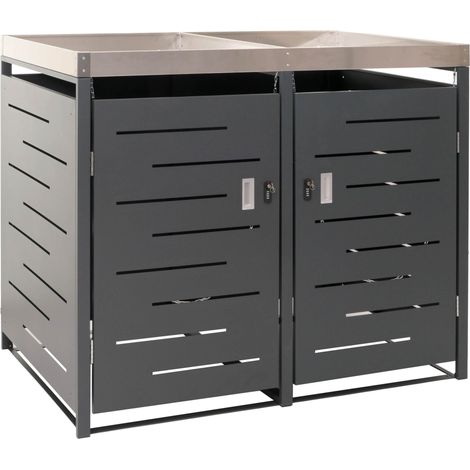 Cubo de basura con cerradura de capacidad de 80 a 240 litros con bandeja para plantas de metal y acero inoxidable 125x134x84 cm 040008227