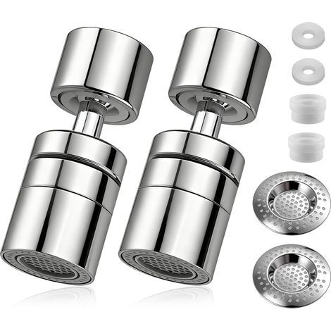 Embout de robinet pivotant à 360 ° - Double fonction - Aérateur pour robinet, douche, cuisine, salle de bain - Avec 2 filtres d'évacuation (1/5)