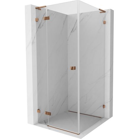 Mexen Lunar L Duschkabine, links, 80 x 80 cm, transparent, Roségold - 834L-080-080-60-00-L (1/5)