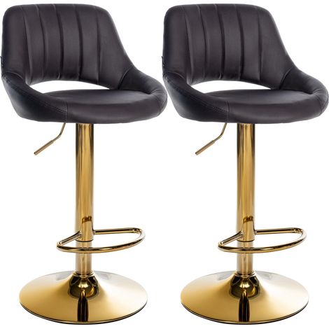 Set da 2 sgabelli da bar Milet in similpelle marrone Metallo oro