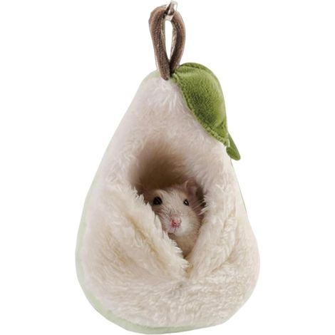 Birnenförmiger Hamsterschlafsack – ein niedliches Plüschversteck für Kleintiere, aus weicher und warmer Wolle – das perfekte Zubehör für eine Hängematte, ideal als kleines Hamsterbett.