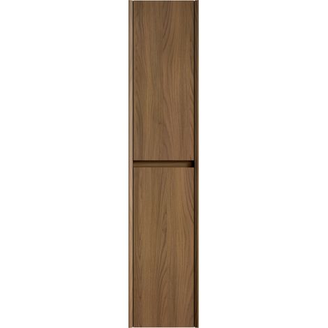 Armario de baño mural alto de 140 cm, madera contrachapada, 2 puertas, color roble (1/5)