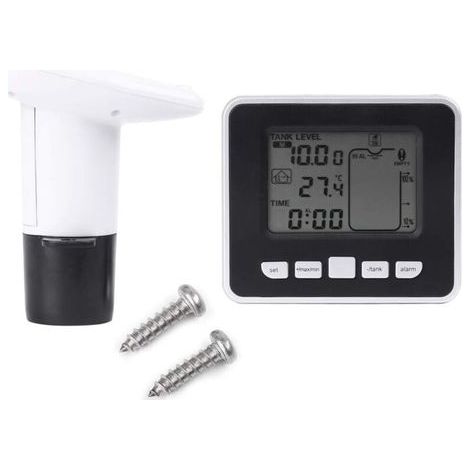 Ultrasonic Water Level Sensor Transmitter with Probe for Wells - Tank Depth Sensor with Temperature Display and 3.3 Inch LED Screen (1/5)