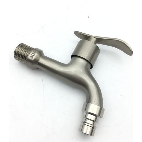 Robinet à ouverture rapide allongé, en acier inoxydable brossé, 13 mm, adapté aux éviers de buanderie et aux éviers à serpillière (1/3)