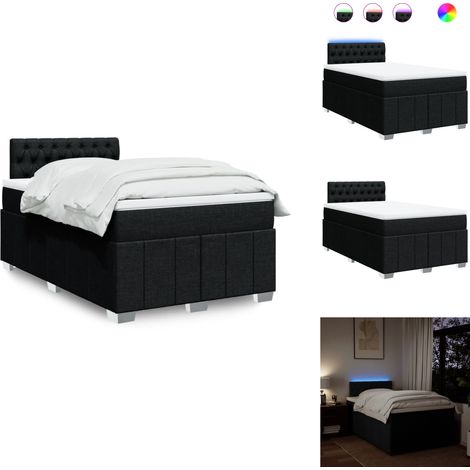 Sommier à lattes de lit avec matelas noir 120x190 cm tissu - Sommier À Lattes De Lit - Sommiers À Lattes De Lit - Lit - Meuble De Chambre À Coucher (1/5)