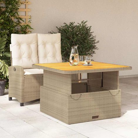 Ensemble repas de jardin avec banc inclinable, table relevable et coussins beige - PANGIVO (1/5)
