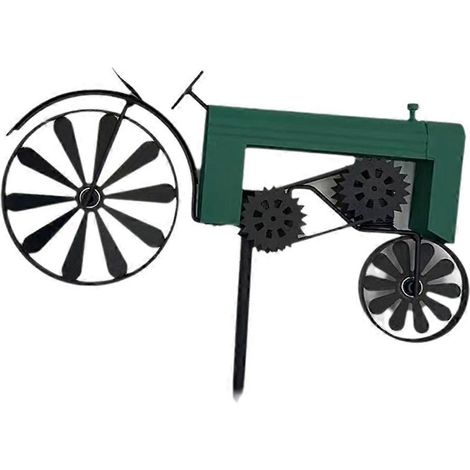 Piquet de jardin, Tracteur agricole, Roues tournantes, Finition vintage, Girouette tracteur, Piquet de jardin tracteur, Chariot vert (1/5)