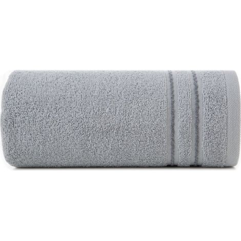 Asciugamano Emina 50x90 argento decorato con bordo cucito 500 g/m2 Eurofirany (1/5)