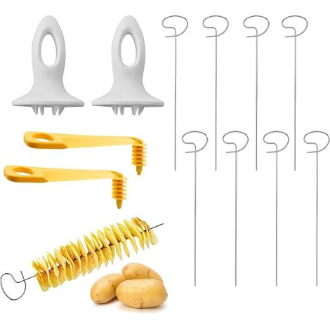 2 Piece Potato Chip Cutter, Suitable for Fruits Tornado Slicer Spiral, Stainless Steel, Cucumber or Carrot (1/5)