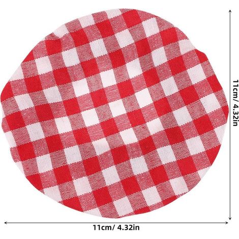 Set mit 4 karierten Baumwolldeckeln für große Sauerteiggläser, atmungsaktive Stoffdeckel mit elastischem Rand, wiederverwendbare Lebensmitteldeckel für die Brotfermentation in der Küche. (1/5)