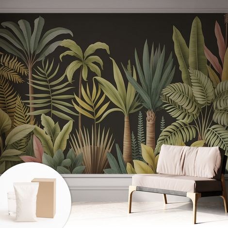 Papier peint intissé mural avec imprimé pour décoration pour salon pour chambre à coucher pour entrée Jungle tropicale 312x219 cm (1/5)