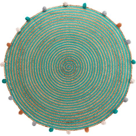 Tapis rond pompons 90 cm jute polycoton Baloo (1/4)
