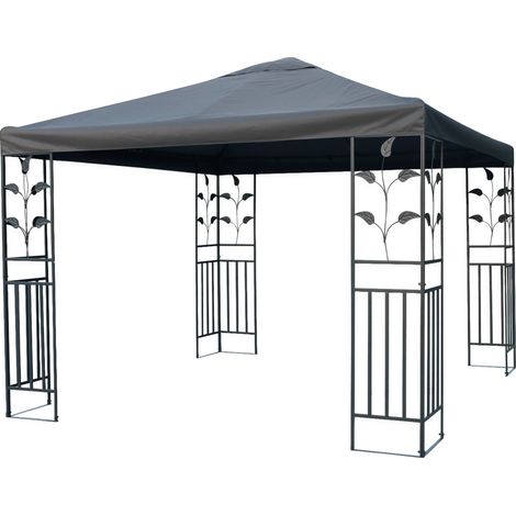 Pavillon Ersatzdach wasserdicht mit PVC Beschichtung 3 x 3 Meter - anthrazit - Universal Pavillondach - Garten Party Pavillon Dach Sonnenschutz