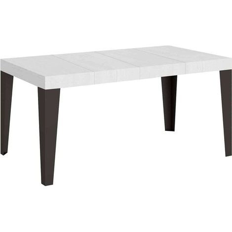 Tavolo allungabile 120/380x90 cm Flame Premium bianco frassino gambe antracite