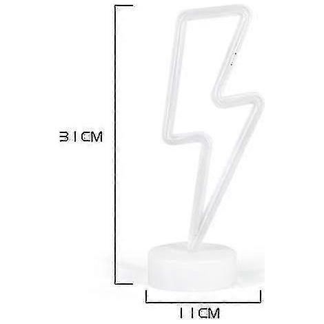 Enseigne lumineuse néon LED en forme d'éclair, veilleuse murale pour bébé/enfant en forme d'éclair, blanc chaud, lampe de bureau néon à piles (1/4)