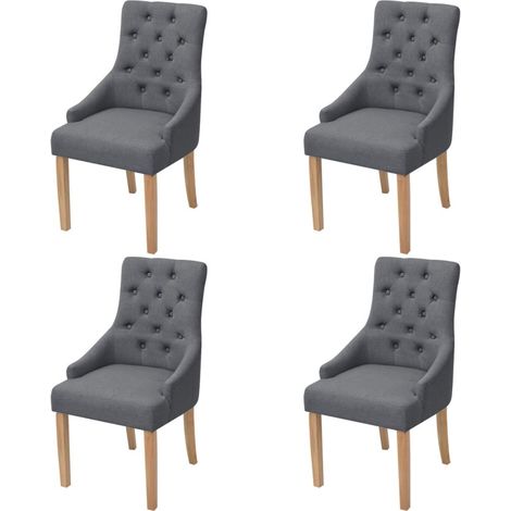 Juego de 4 sillas de cocina comedor respaldo acolchado en tela gris oscuro CDS021552 (1/5)