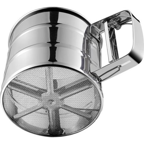 Setaccio, setaccio per farina, setaccio da forno in acciaio inox, setaccio da forno a doppia parete, setaccio da forno a maglia fine, setaccio manuale con manovella per dosatore di zucchero a velo (1/5)