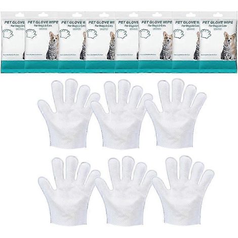 Lingettes de bain pour animaux (48 pièces) adaptées aux chiens et aux chats, gants de lavage pour chiens, gants de toilettage, nettoyants et désodorisants QVWHBYV (1/4)
