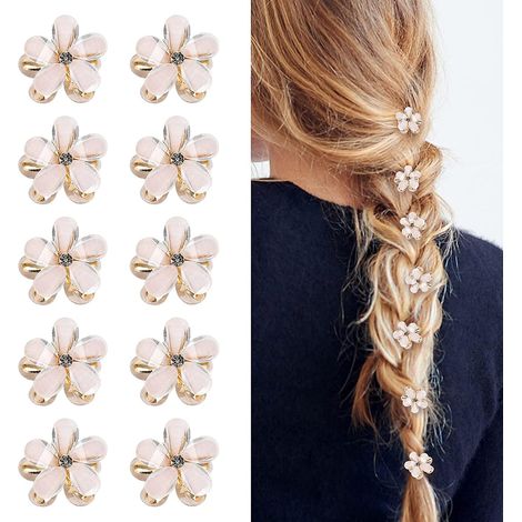 Ensemble de 10 mini pinces à cheveux blanches en forme de diamant pour femmes et filles (1/5)