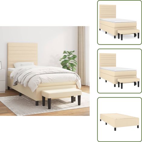 Materasso morbido - vidaXL Giroletto a Molle con Materasso Crema 80x200 cm inTessuto - Letto con panca